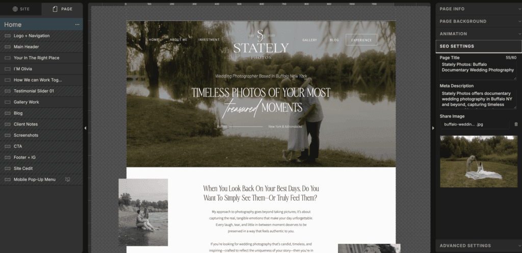 Showit SEO tips for photographers – how to optimize page titles and meta descriptions